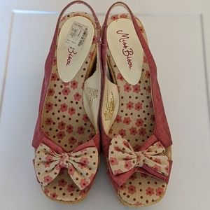 Miss Bisou pink wedge sandals, size 8.5